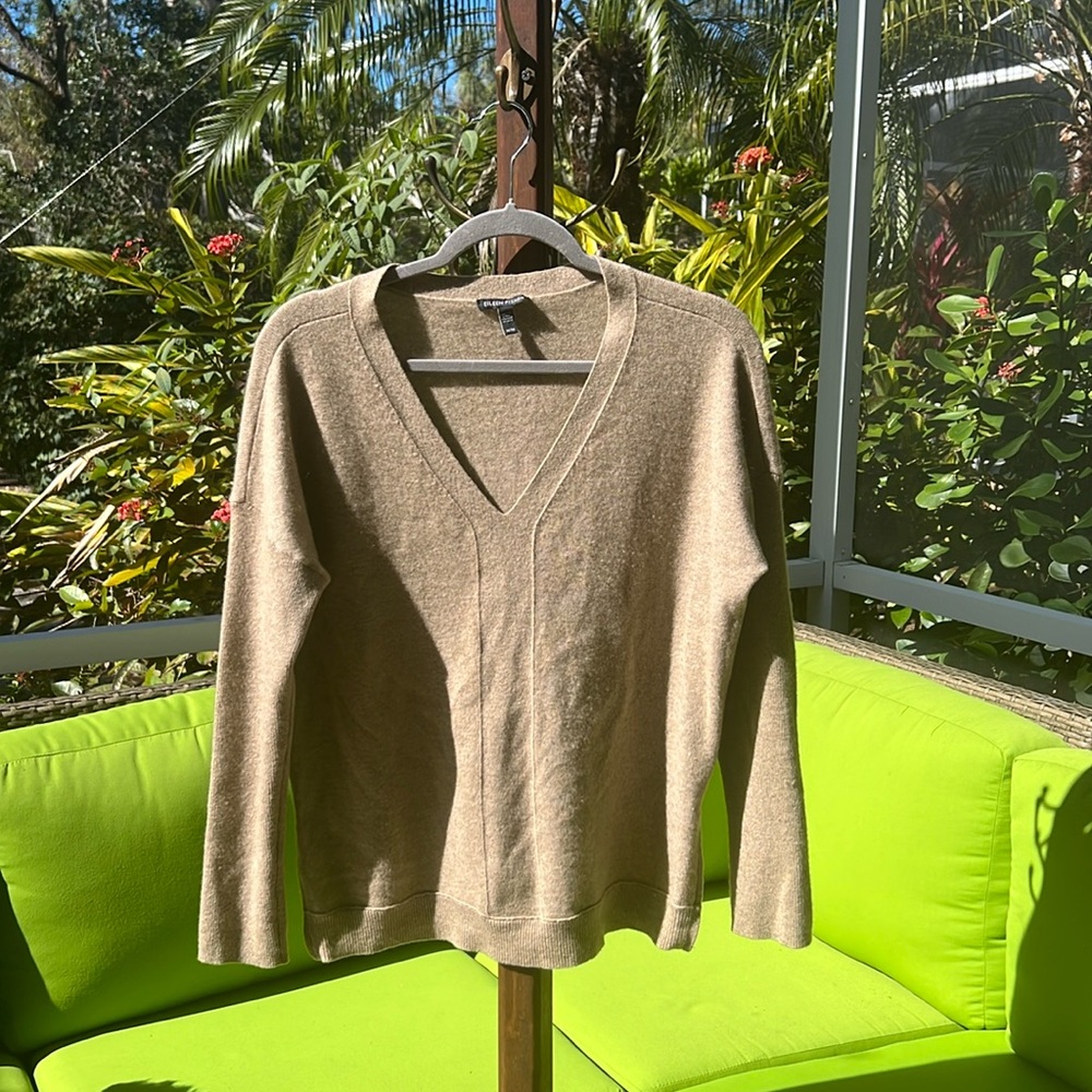 Eileen Fisher 100% CASHMERE Vneck Tunic with short zippers on both sides